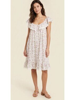 Rachel Ashwell Pink Floral Cottagecore Coquette Eyelet Lace Dress Small